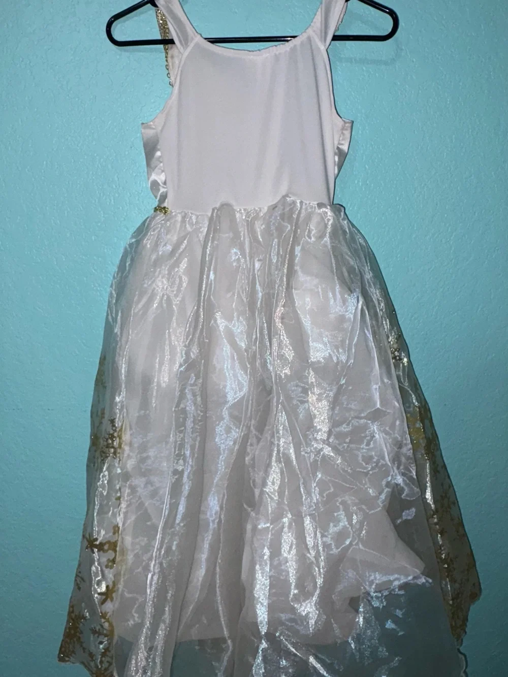Snow Queen White and Gold Sparkle Tulle Party Dress for Kids Large 10-12 yo - Picture 4 of 5